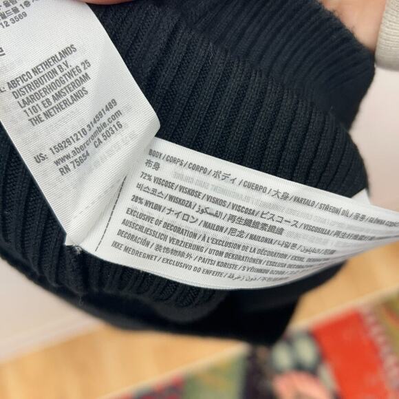 NEW Abercrombie Black Long Sleeve Cut Out Ribbed Knit Midi Sweater Dress XL - Picture 7 of 7